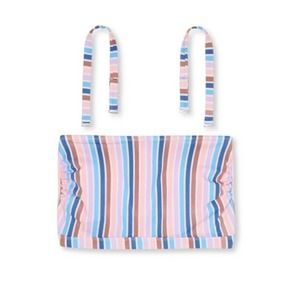 Exhilaration Juniors' Plus Size Metallic Longline Bandeau Bikini Top NWT